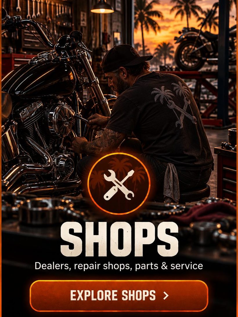 Motorcycle Shops - dealers, parts, service and repair for Florida riders